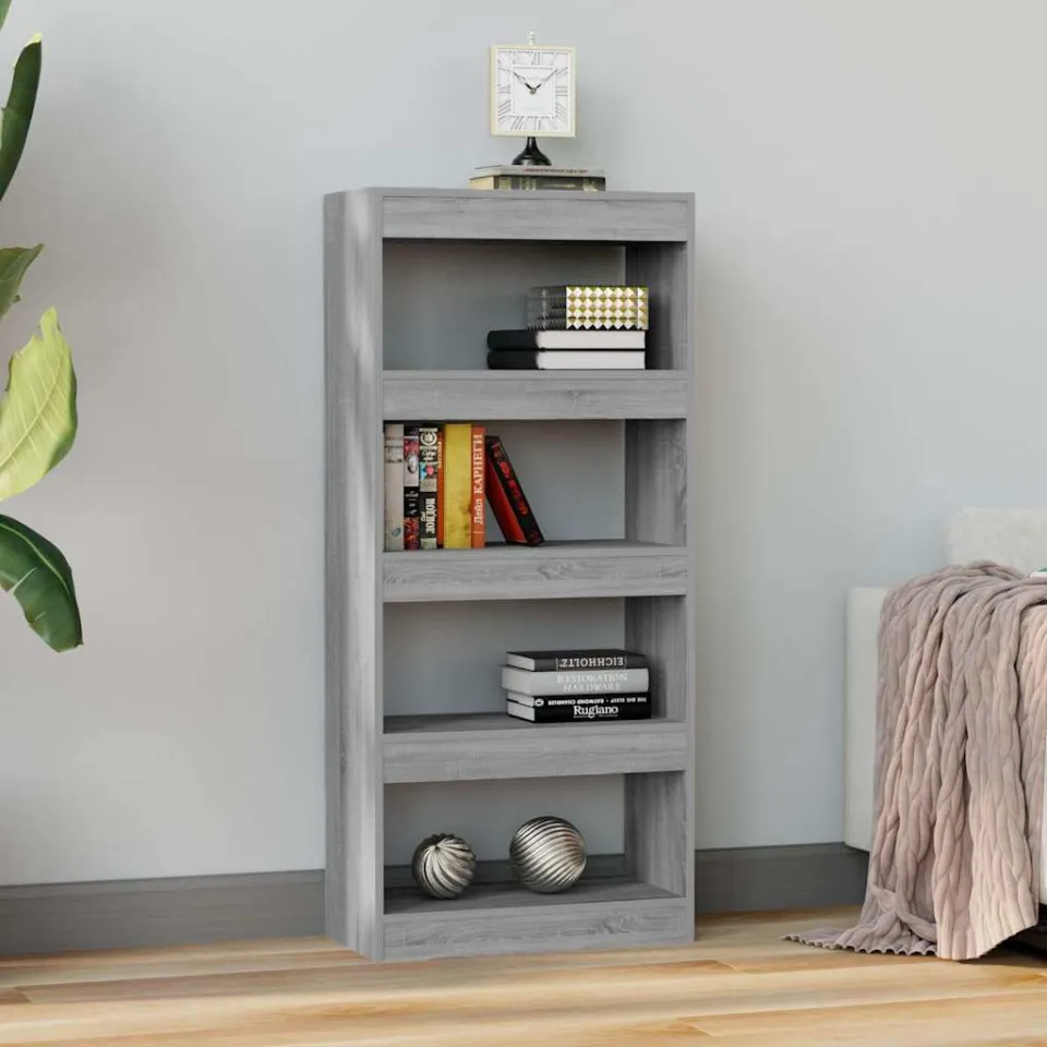 vidaXL Boekenkast/kamerscherm 60x30x135 cm bewerkt hout grijs sonoma, foto 3