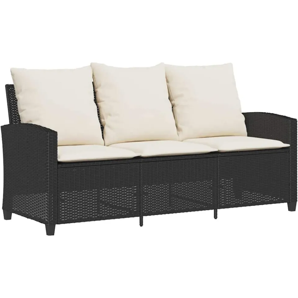vidaXL 6-delige Loungeset met kussens poly rattan zwart, foto 4