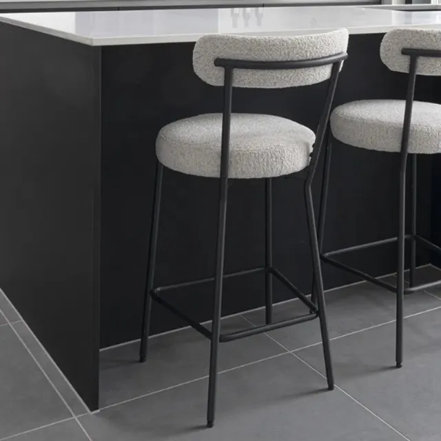 House Nordic Counter Stoel Wit - Stof & Staal - 46x39x90 cm - Counter Stoel Badalona - House Nordic