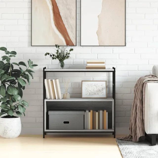 vidaXL Boekenrek 80x30x78,5 cm bewerkt hout en ijzer grijs sonoma