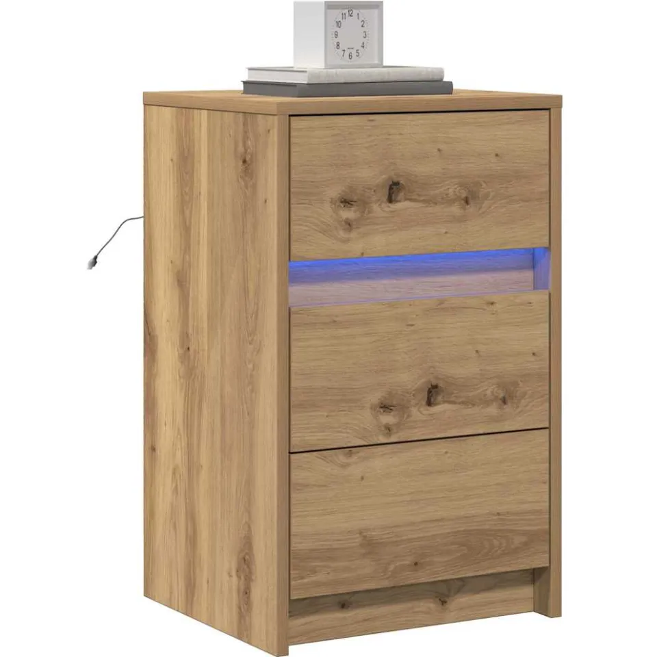 vidaXL Nachtkastje Artisan Eiken 38 x 34 x 61 cm Bewerkt hout Bruin