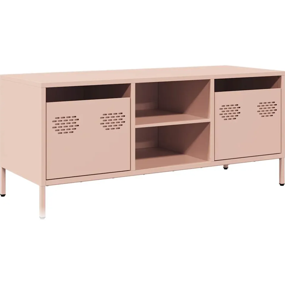 vidaXL Tv-meubel 101,5x39x43,5 cm koudgewalst staal roze, foto 3
