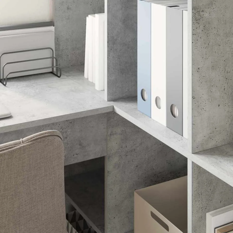vidaXL Hoekbureau Beton Grijs 101,5 x 149,5 x 149,5 cm Bewerkt hout, foto 3