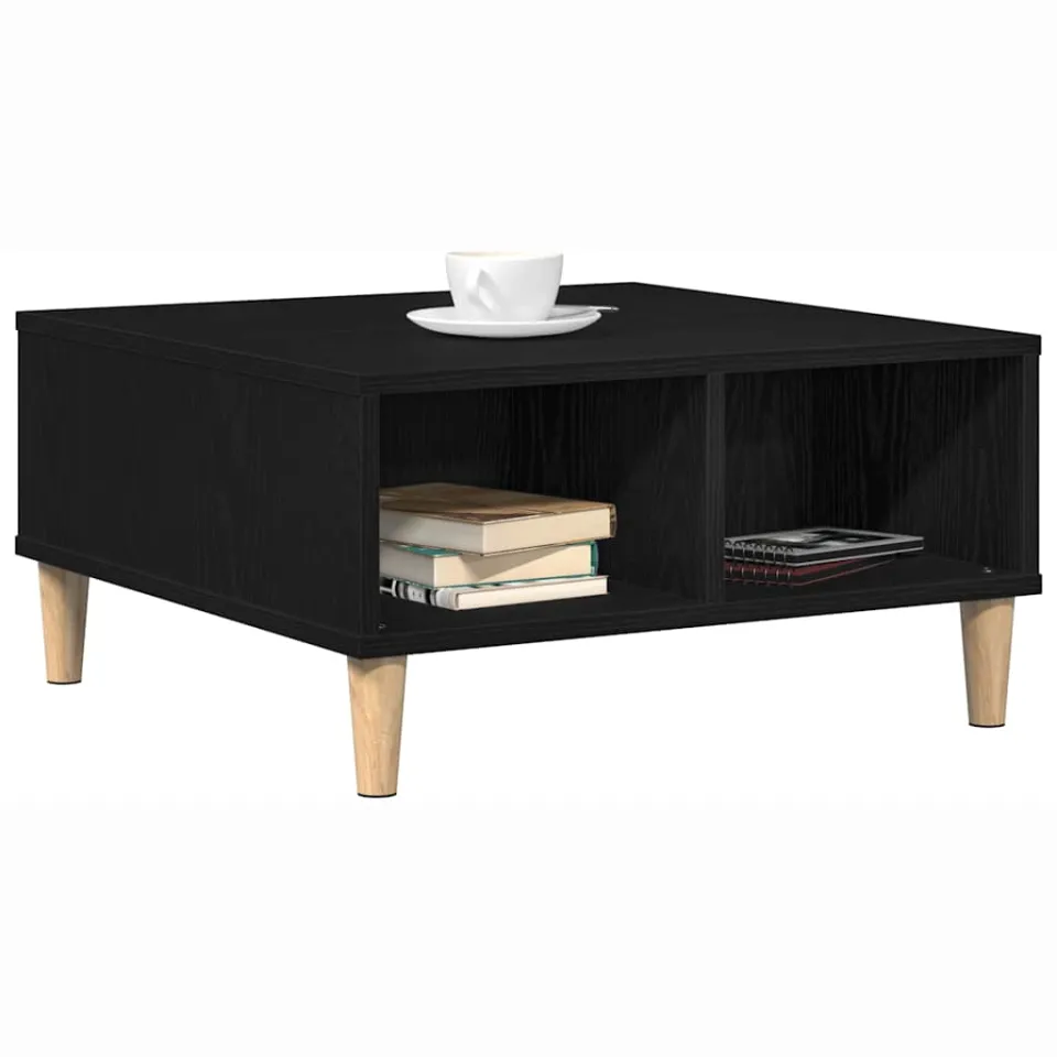 vidaXL Salontafel Zwart Eiken 60 x 60 x 30 cm Bewerkt hout
