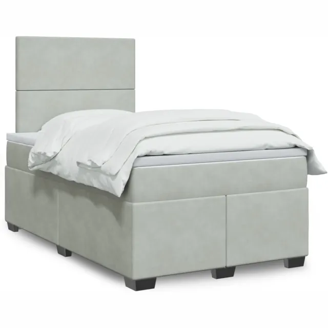 vidaXL Boxspring met matras fluweel lichtgrijs 120x200 cm grijs