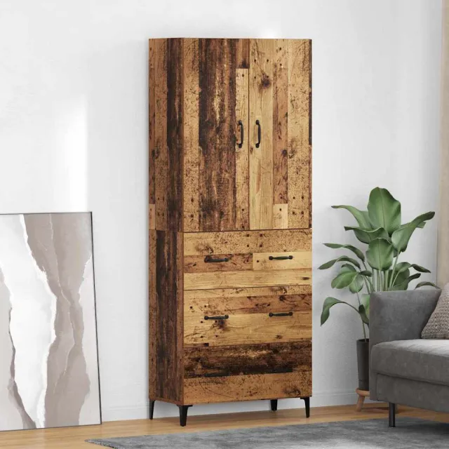 vidaXL Highboard Oud Hout 69,5 x 34 x 180 cm Bewerkt hout bruin, foto 2
