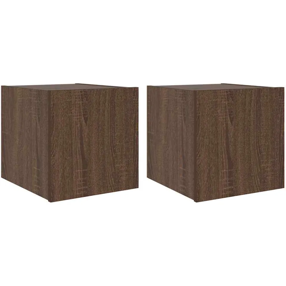 vidaXL Tv-wandmeubelen met LED 2 st 30,5x35x30 cm bruin eikenkleur
