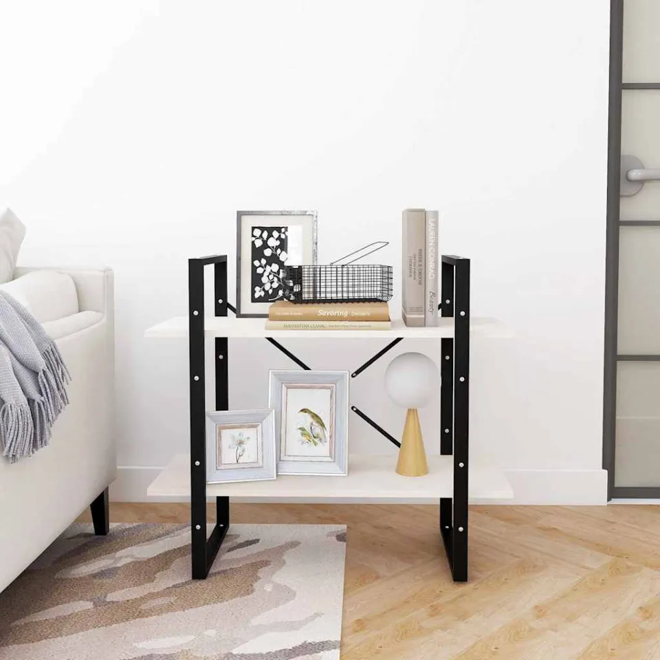 vidaXL Boekenkast met 2 schappen 80x30x70 cm massief grenenhout wit, foto 3