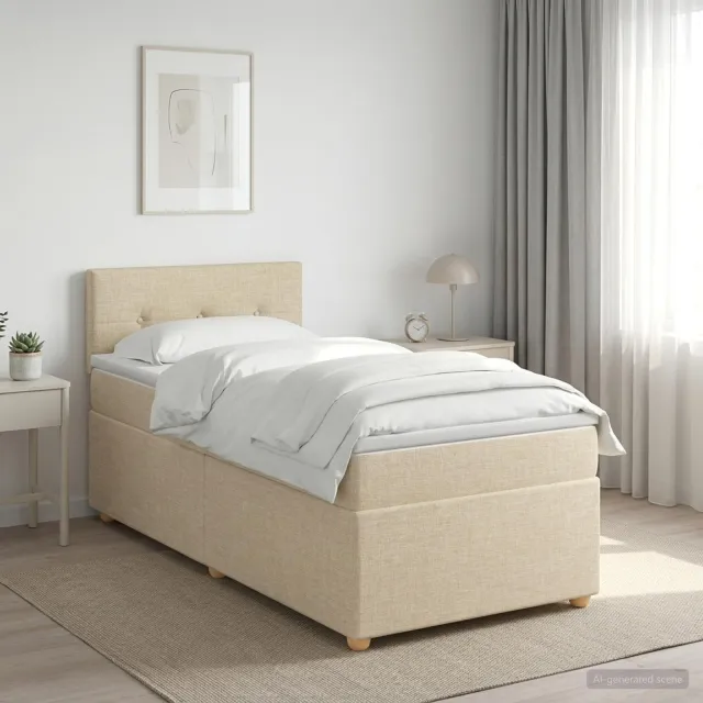 vidaXL Boxspringbed met matras Crèmekleurig 90 x 190 cm Stof