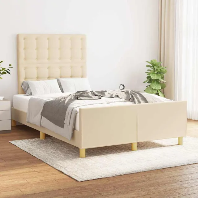 vidaXL Bedframe zonder matras 120x200 cm stof crèmekleurig