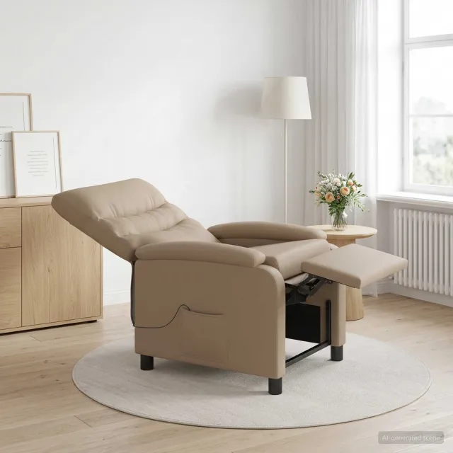 vidaXL Massage Recliner Cappuccino Kunstleer bruin