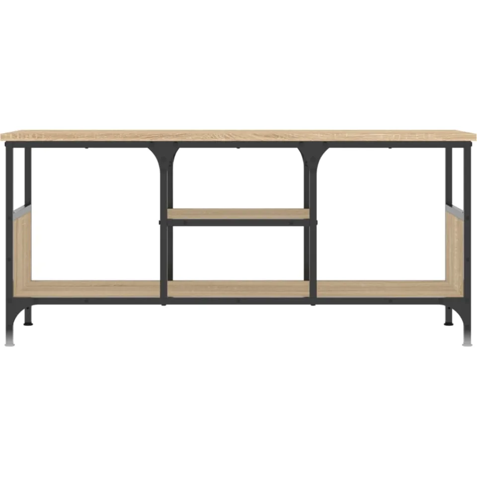 vidaXL Tv-meubel 100x33x45 cm bewerkt hout en ijzer sonoma eikenkleur Bruin
