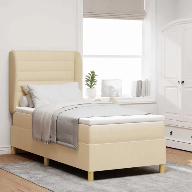 vidaXL Boxspringbed met matras met hoofdeinde Crème 200 x 80 cm Stof