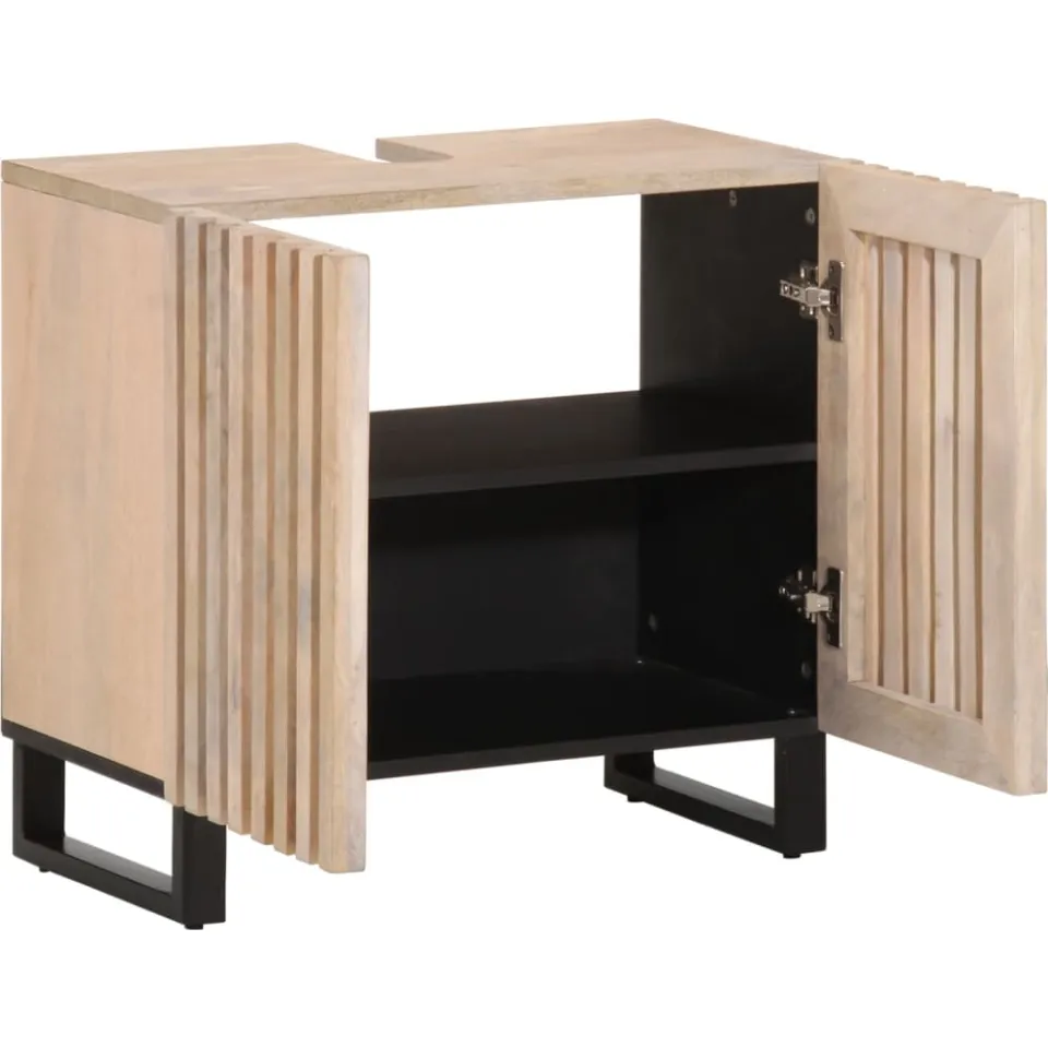 vidaXL Wastafelkast 62x34x58 cm massief mangohout bruin, foto 2