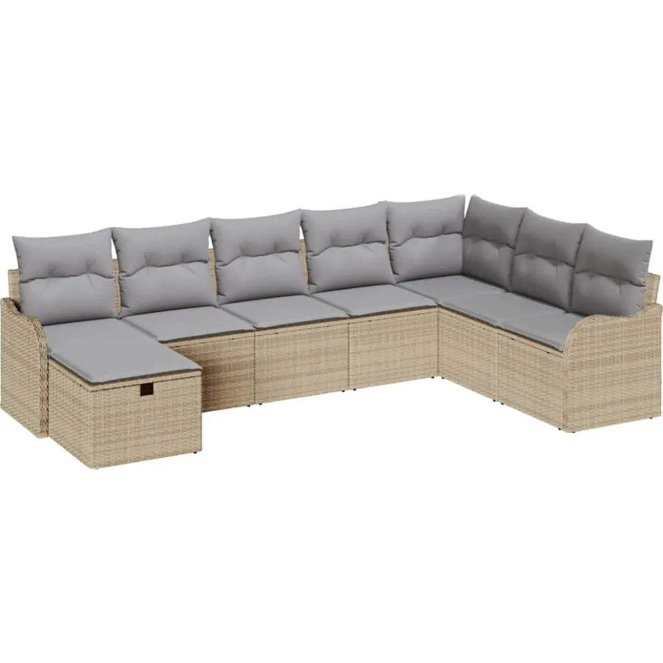 vidaXL Tuin Sofa Set 8 st Beige poly rattan