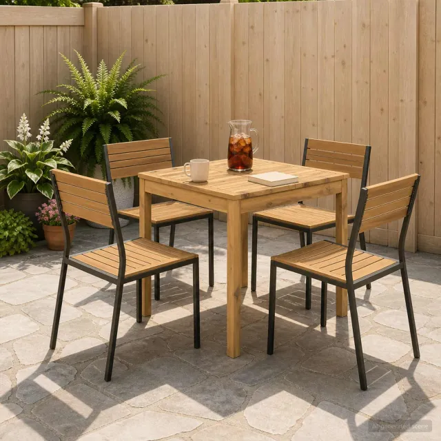 vidaXL Tuindiner tafel LAREN Witgewassen 70 x 68,5 x 75 cm, foto 2