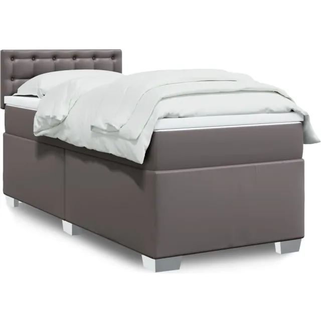 vidaXL Boxspring met matras kunstleer grijs 90x200 cm