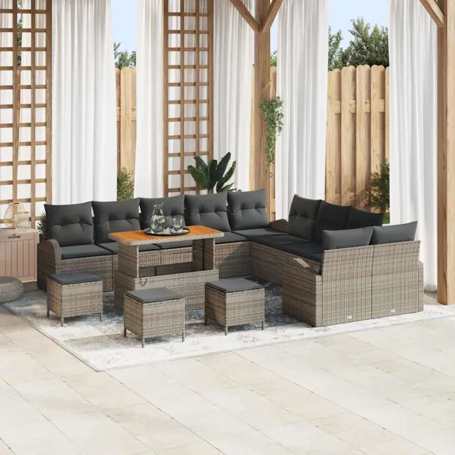 vidaXL Tuinbankenset 14 st Grijs poly rattan, foto 2