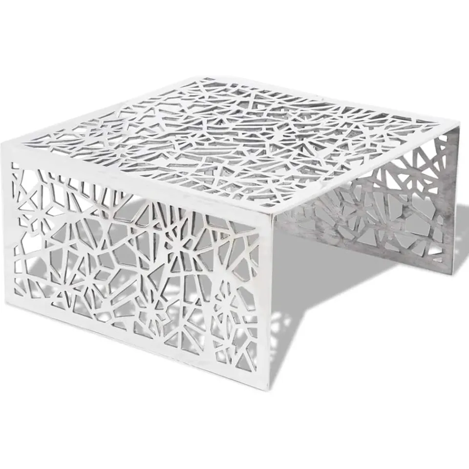 vidaXL Salontafel opengewerkt ontwerp aluminium zilverkleurig, foto 3