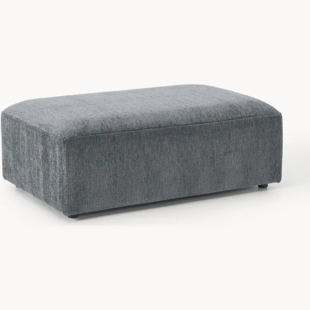 Westwing Collection XL poef Melva, B 116 x D 72 cm Blauw