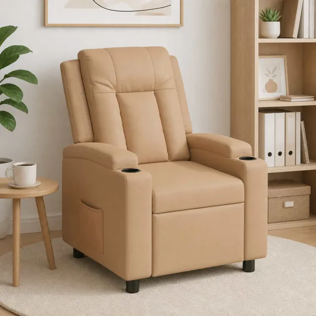 vidaXL Ligstoel Cappuccino 75 x 95 x 100 cm Stof tan, foto 2