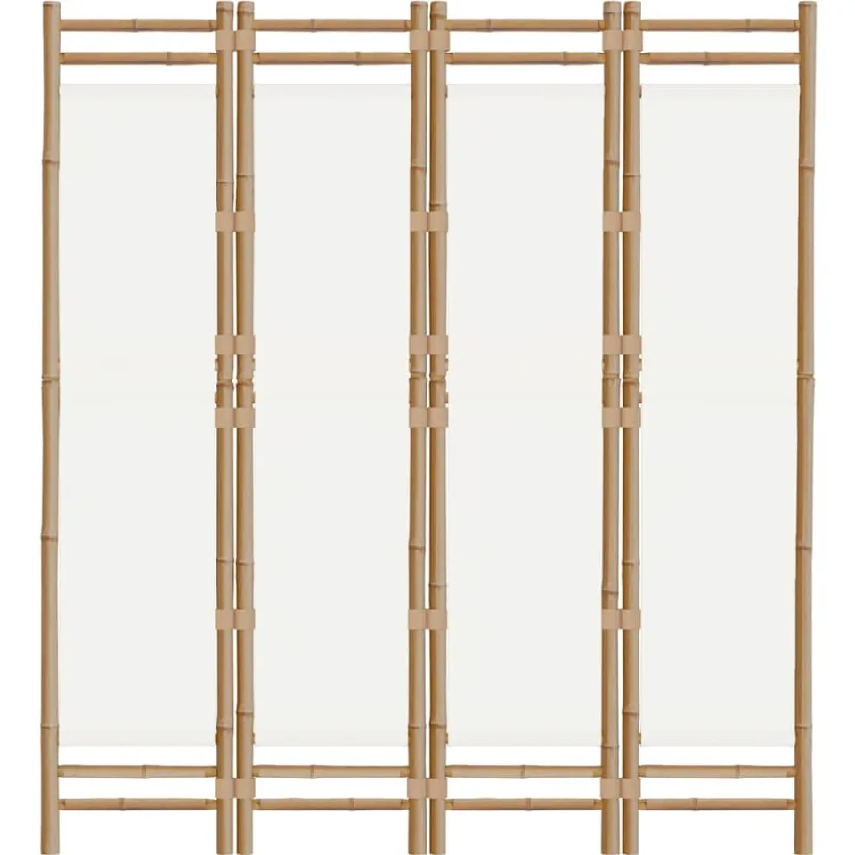 vidaXL Kamerscherm 4-panelen inklapbaar 160 cm bamboe en canvas crème, foto 4