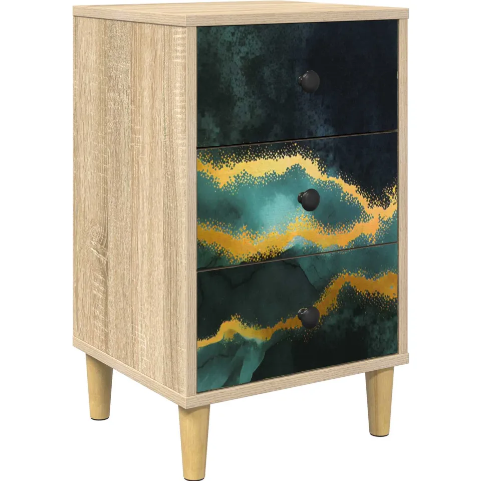 vidaXL Nachtkastje WIJHE Sonoma Eiken 36 x 33 x 60 cm Bewerkt hout Bruin