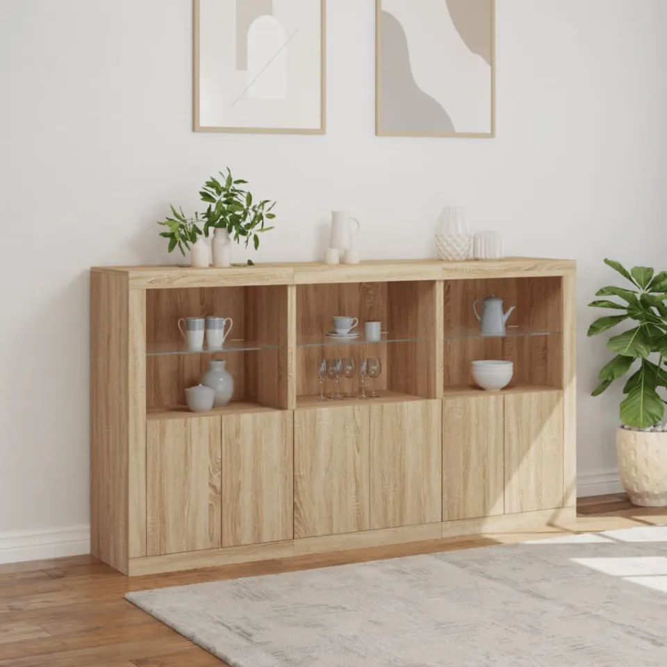 vidaXL Dressoir met LED-verlichting 181,5x37x100 cm sonoma eikenkleur, foto 2