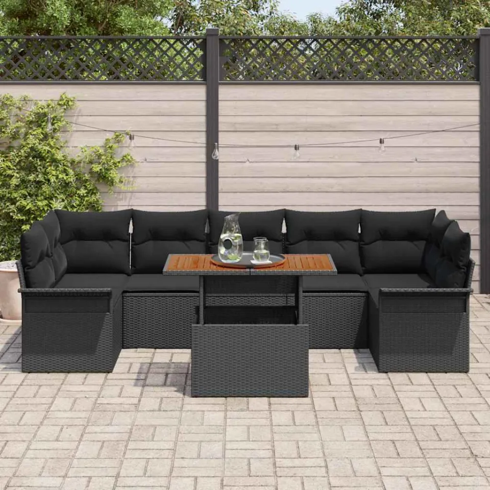 vidaXL Tuin Sofa Set 8 st Zwart Poly riet, foto 3
