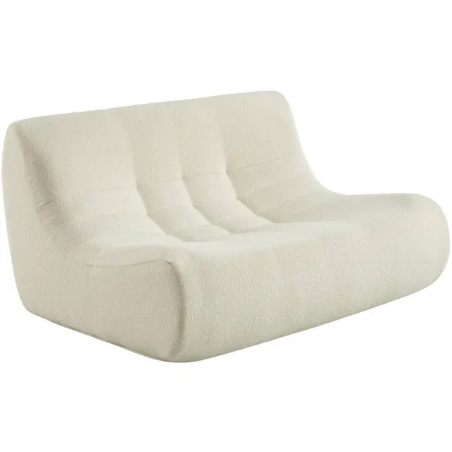 sweeek Fauteuil met getextureerde bouclé stof 2-zits - sokol Wit