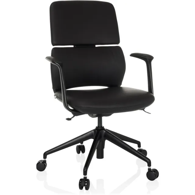 Directiestoel / bureaustoel ATMOS DESIGNER leder zwart hjh OFFICE