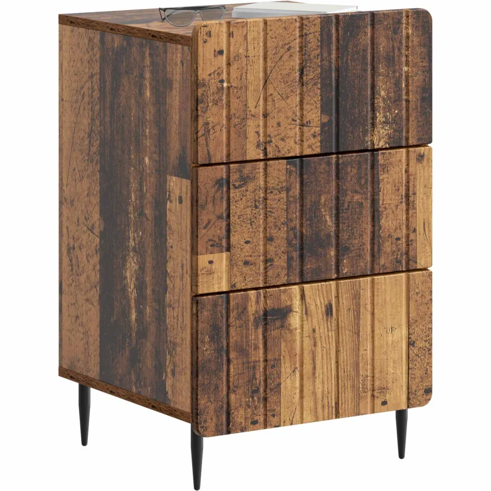 vidaXL Nachtkastje met lade Oud hout 43x 41 x 68 cm Bewerkt hout Bruin