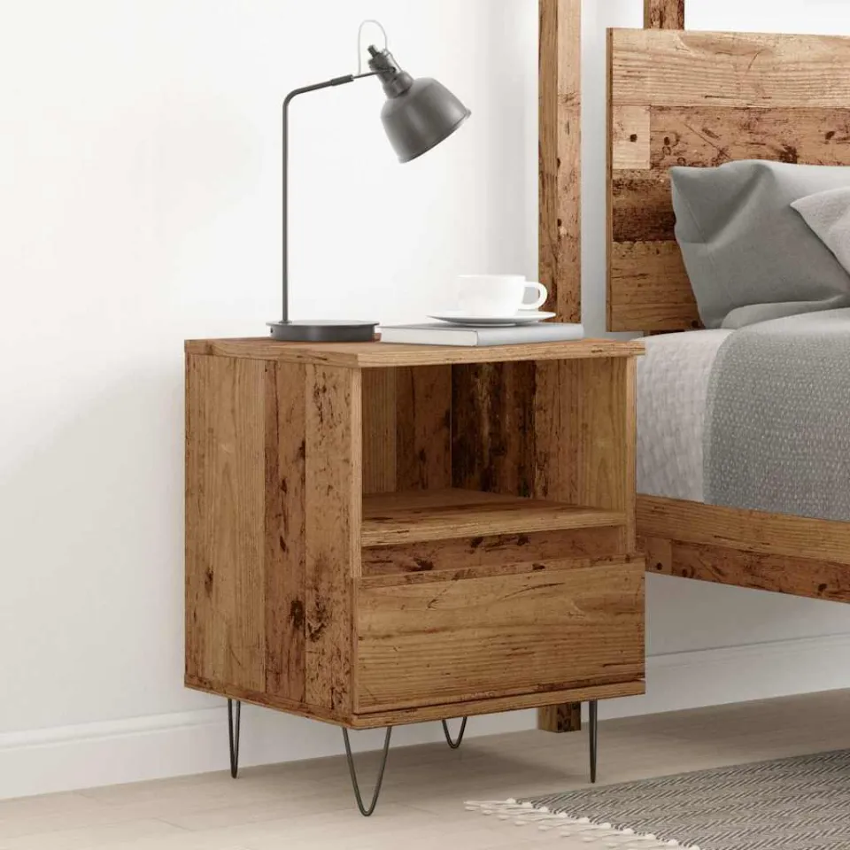 vidaXL Nachtkastje 40x35x50 cm bewerkt hout oud houtkleurig bruin, foto 2