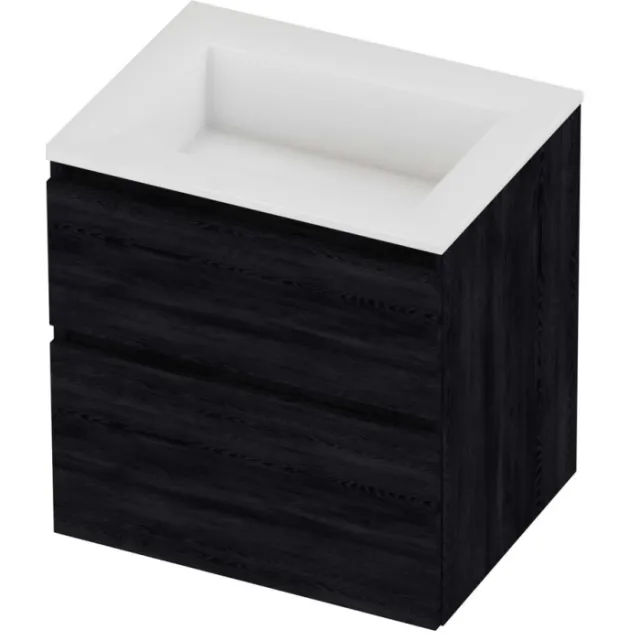 Proline Aristo Badmeubelset Polystone Elegant Zonder Kraangat 60x46x62 cm Glans Wit Black Oak