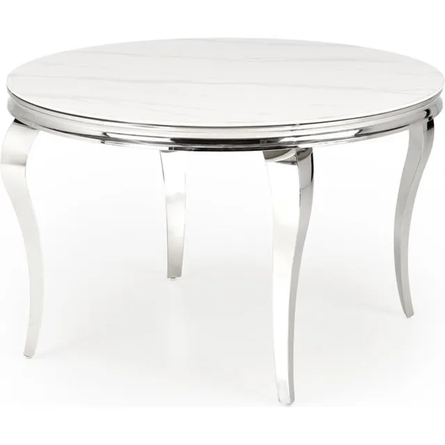 home style Ronde eettafel Reginald 120 cm wit marmer met chrome