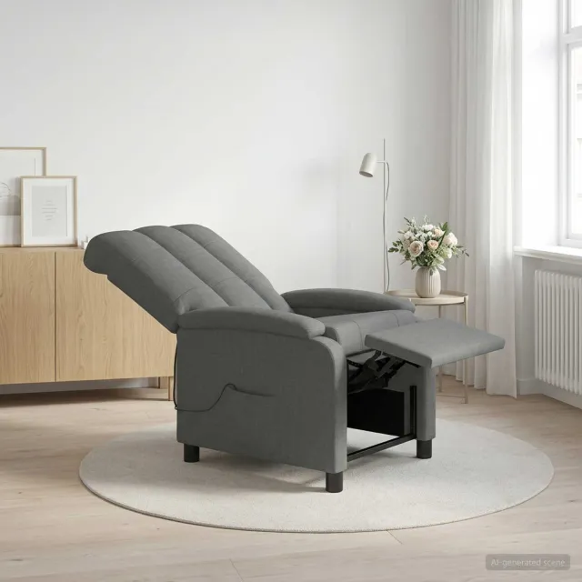 vidaXL Massage Recliner Donkergrijs Stof