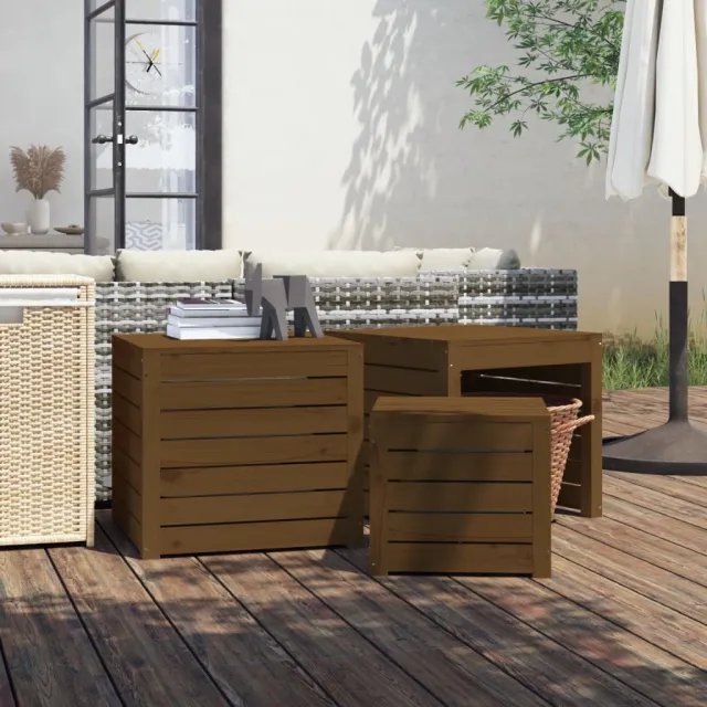 vidaXL 3-delige Tuinboxset massief grenenhout honingbruin bruin, foto 2