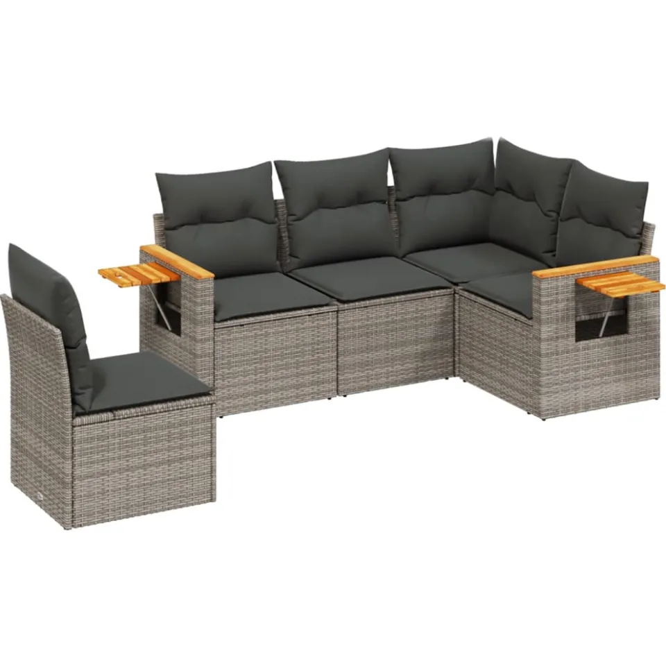 vidaXL Patio Sofa Set 5-zits Grey