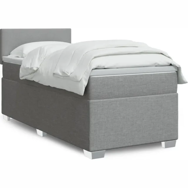 vidaXL Boxspring met matras stof lichtgrijs 100x200 cm grijs