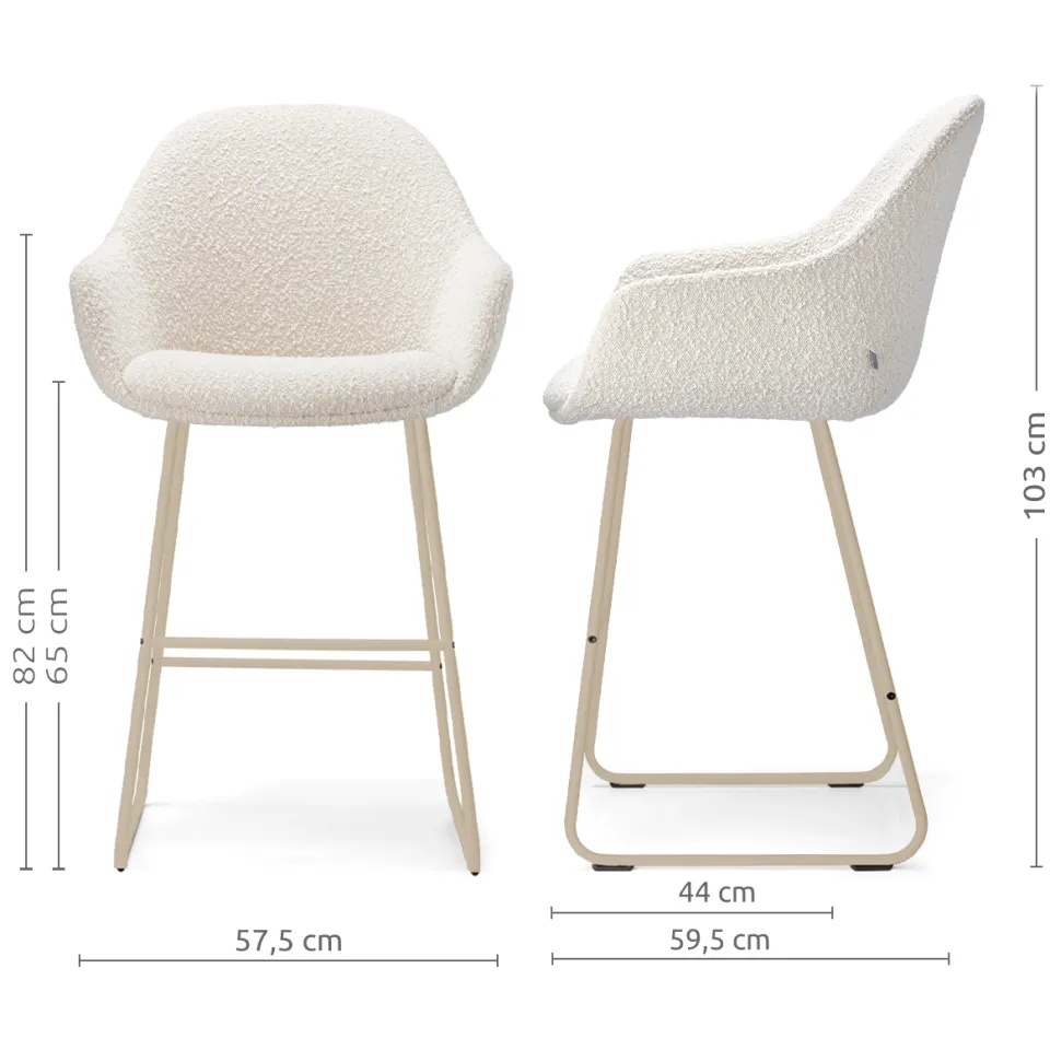 Nolon Nino-Mae barkruk bouclé beige - beige onderstel - 65 cm, foto 2