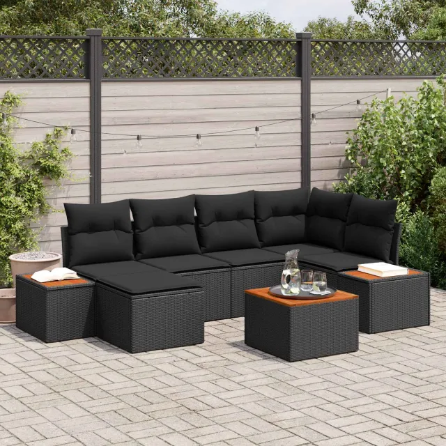 vidaXL Tuin Sofa Set 7 st Zwart poly rattan, foto 2