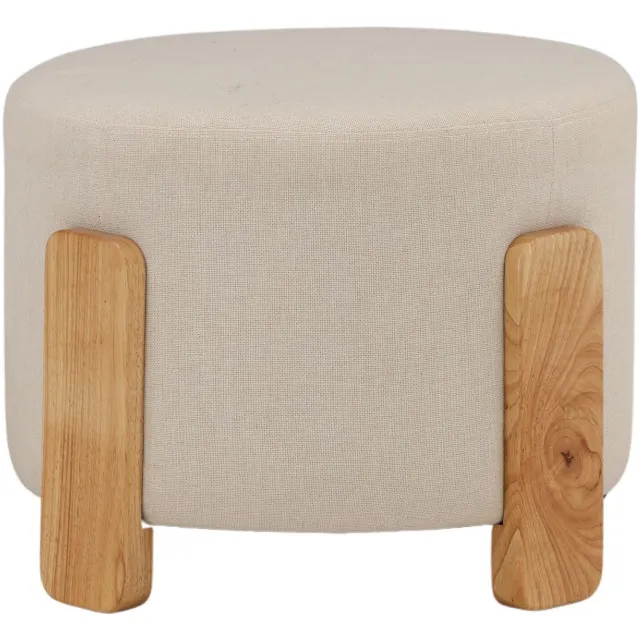 Nest of Nora Poef hocker Linnen Ottoman - Voetenbank - Natural / Wit