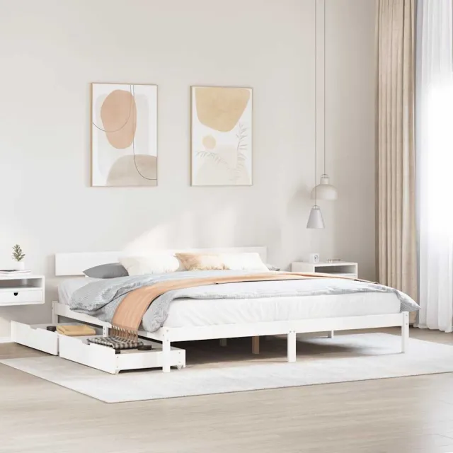 vidaXL Bedframe zonder matras massief grenenhout wit 180x200 cm