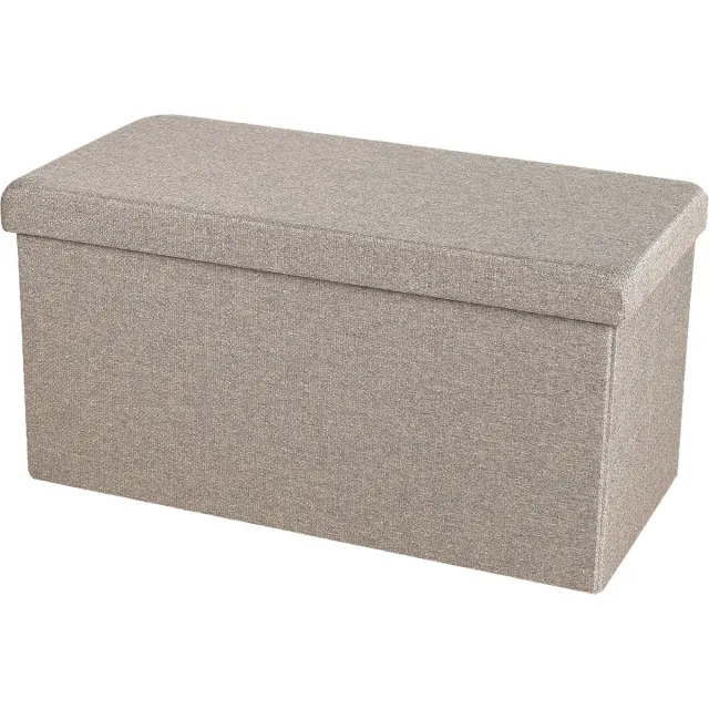 Urban Living KUBE "ASPECT LIN" Opvouwbare Opbergbank Zandkleur 76 x 37,5 x H37,5 cm