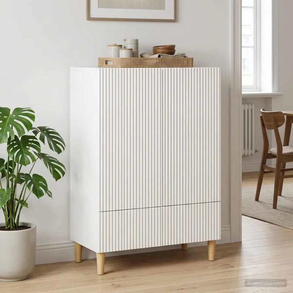 vidaXL Dressoir met lade Hoogglans Wit 66 x 34,5 x 95 cm Bewerkt hout, foto 3