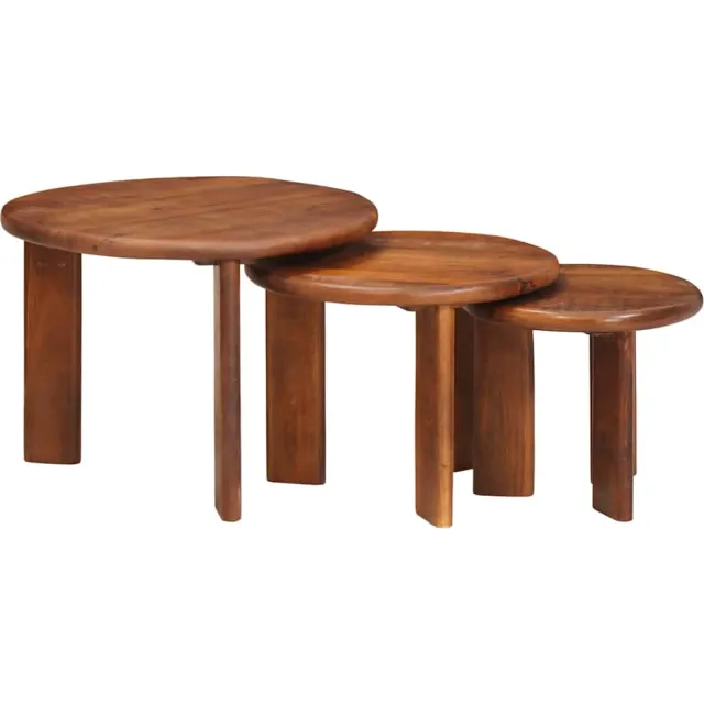vidaXL Nest Koffietafels 3 st Honingbruin Ø 54 x 40 cm