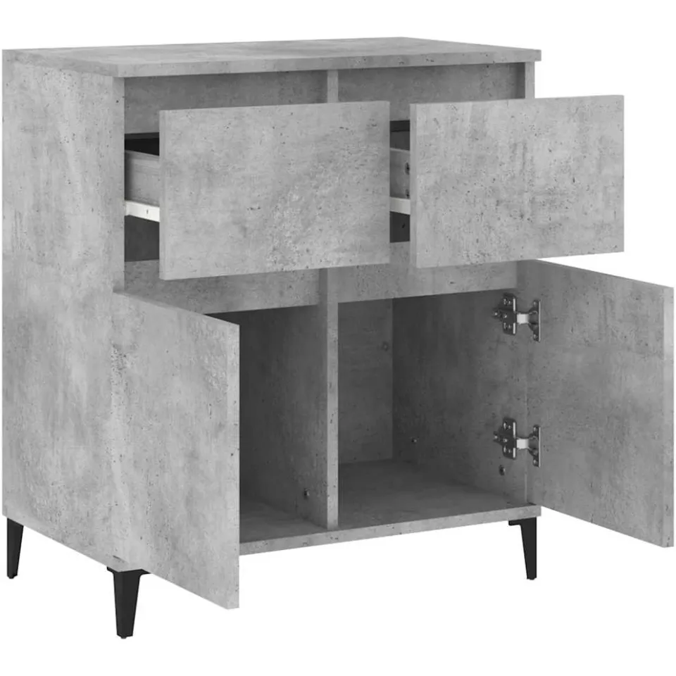 vidaXL Dressoir 60x35x70 cm bewerkt hout betongrijs grijs, foto 4