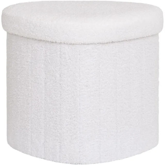 Nest of Nora Poef teddy hocker - Voetenbank 42.5x36.5 cm - Wit
