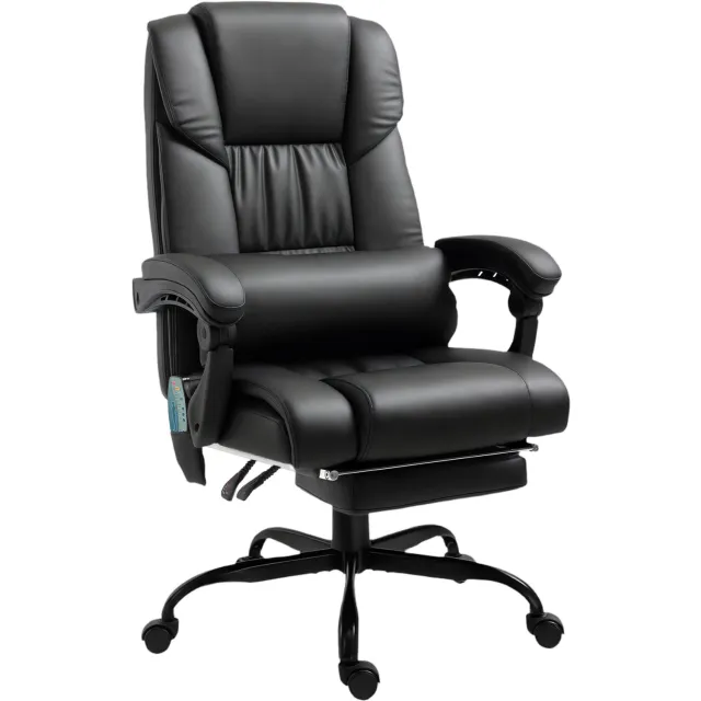 Vinona Ergonomische bureaustoel - Met massagefunctie, voetensteun en lendenkussen - In hoogte verstelbaar - 66 x 75 x 112-122 cm - Zwart