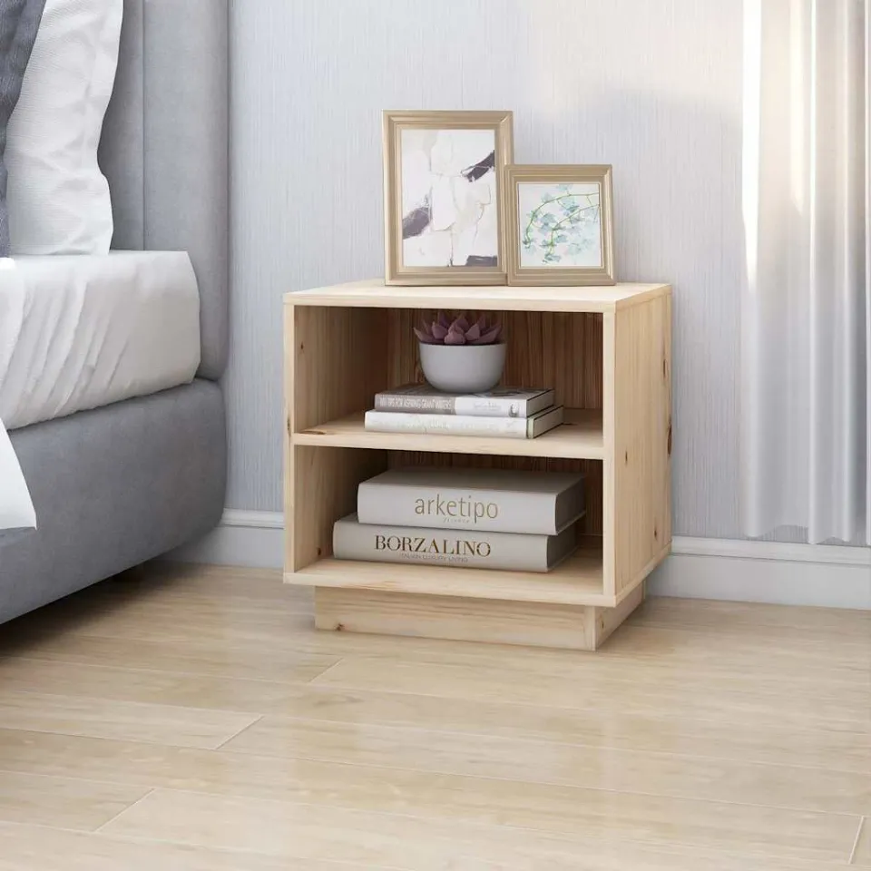 vidaXL Nachtkastjes 2 st 40x34x40 cm massief grenenhout bruin, foto 4